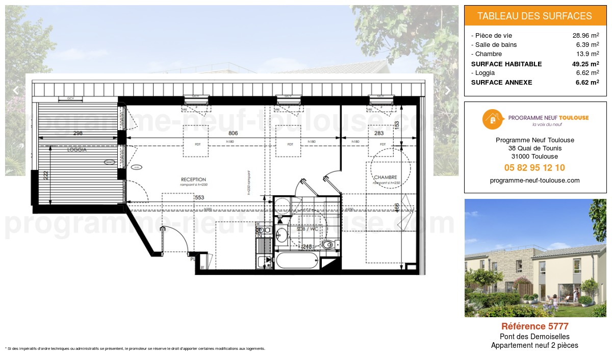 Plan pour un Appartement neuf de 49.25m² à
Pont des Demoiselles