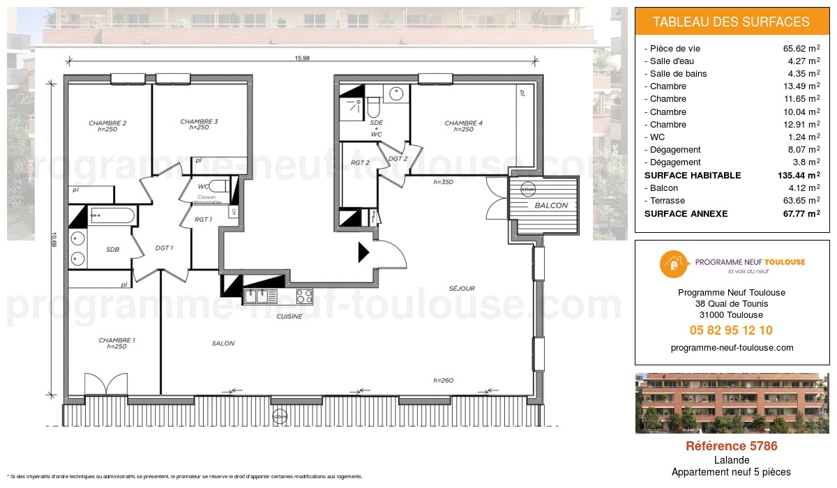 Plan pour un Appartement neuf de  135.44m² à
					Lalande