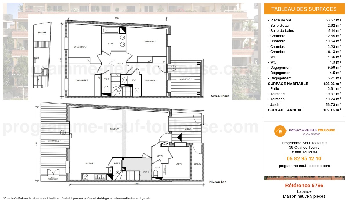 Plan pour un Maison neuve de  129.23m² à
					Lalande