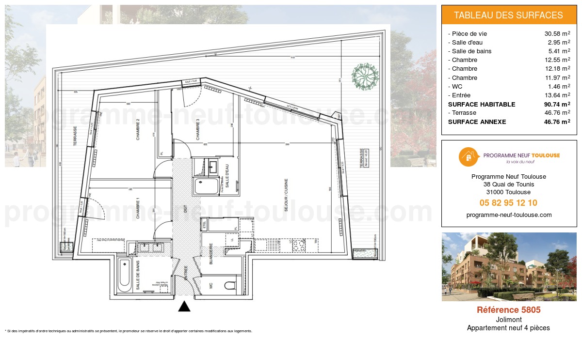Plan pour un Appartement neuf de  90.74m² à
					Jolimont