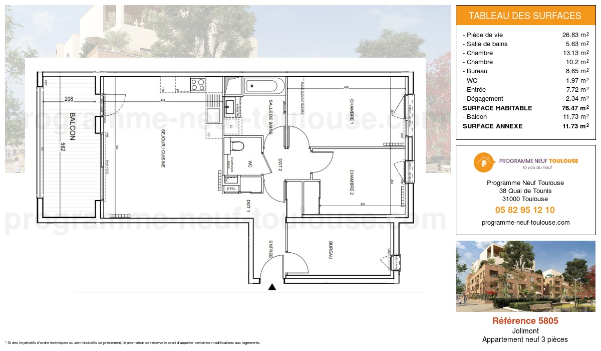Plan pour un Appartement neuf de  76.47m² à
					Jolimont