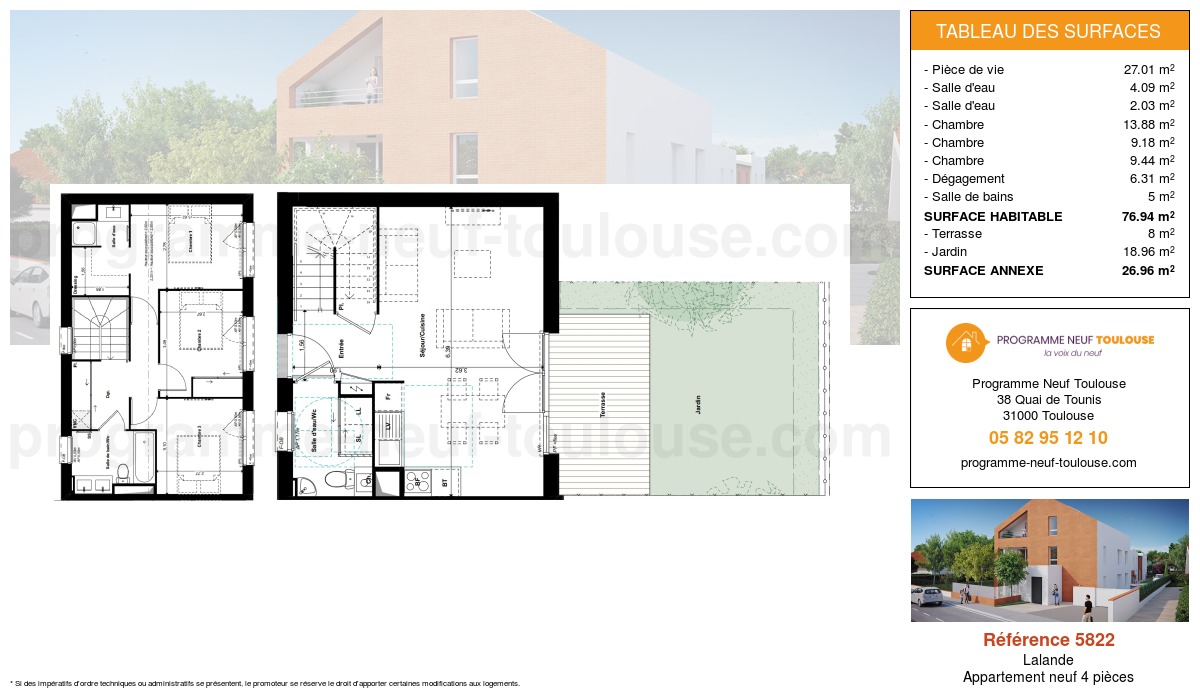 Plan pour un Appartement neuf de 76.94m² à
Lalande