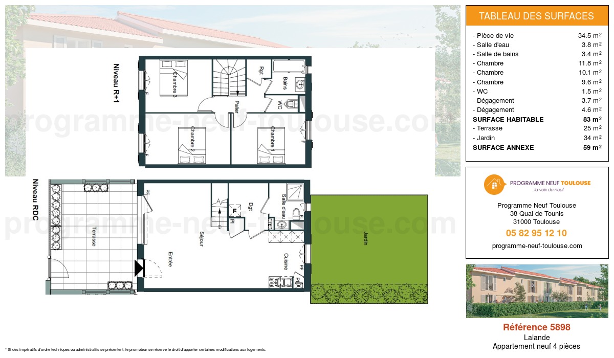 Plan pour un Appartement neuf de  83m² à
					Lalande