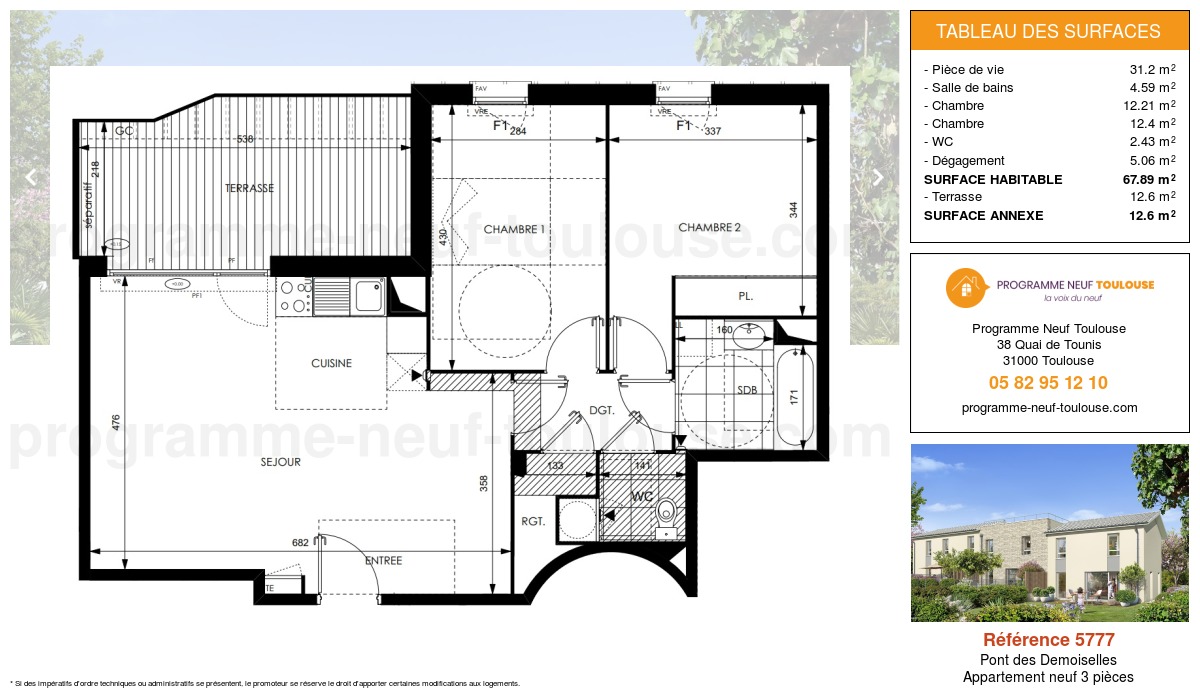 Plan pour un Appartement neuf de  67.89m² à
					Pont des Demoiselles