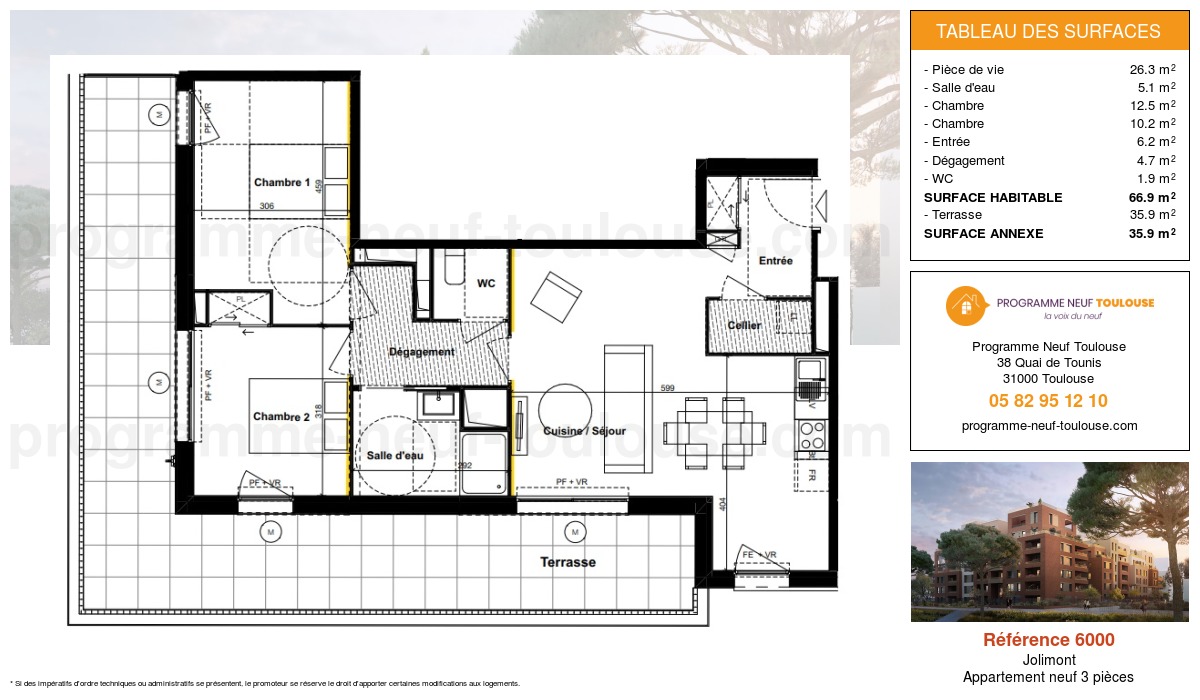 Plan pour un Appartement neuf de  66.9m² à
					Jolimont