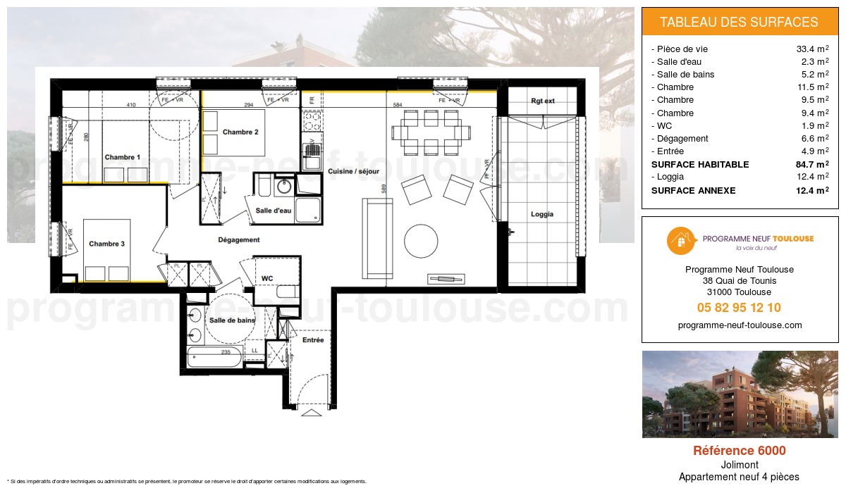 Plan pour un Appartement neuf de  84.6m² à
					Jolimont
