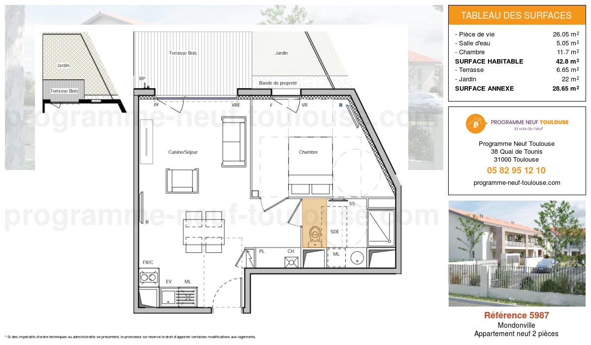 Plan pour un Appartement neuf de  42.8m² à
					Mondonville