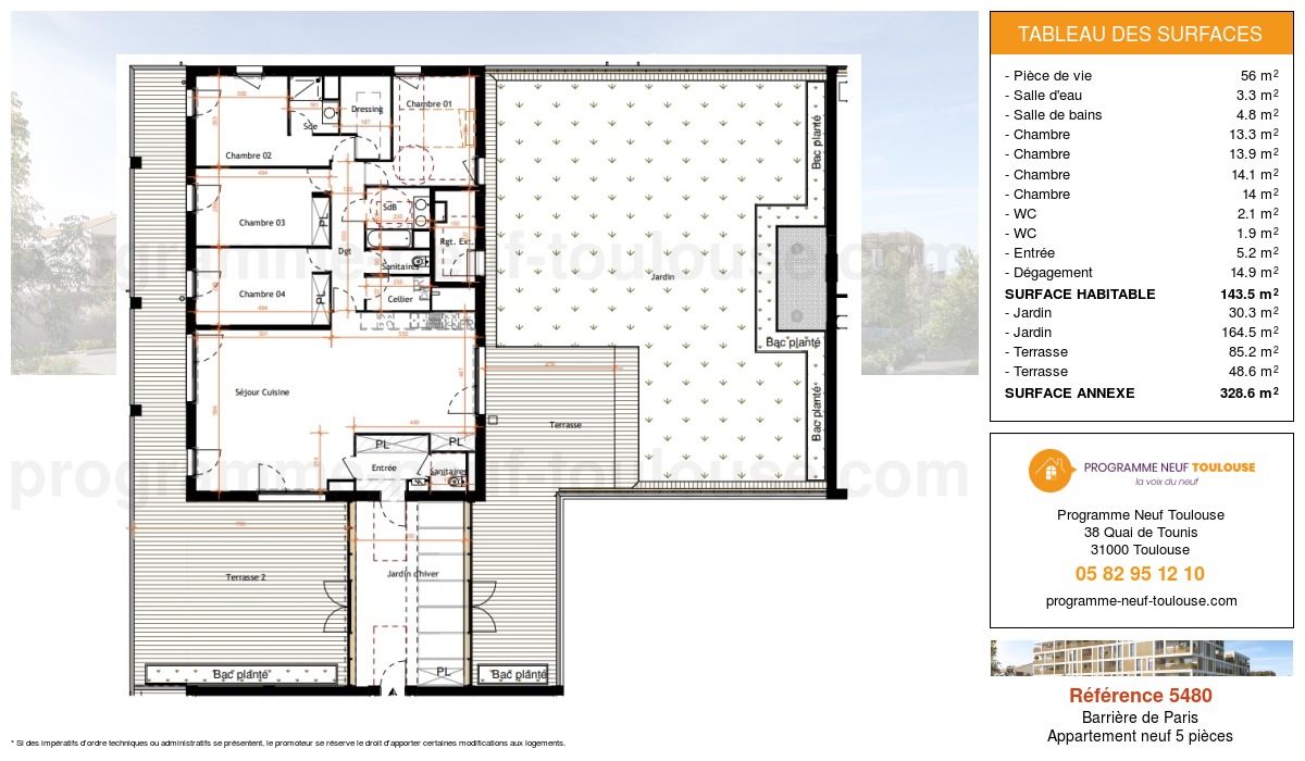 Plan pour un Appartement neuf de  178.5m² à
					Barrière de Paris