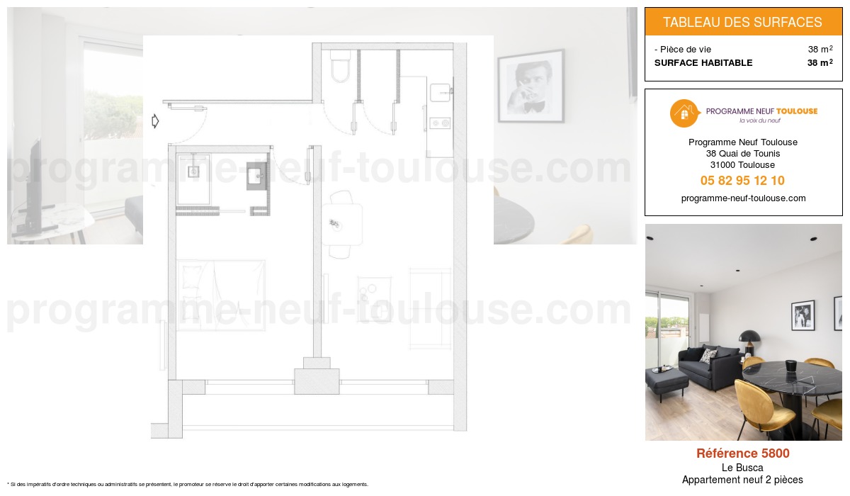 Plan pour un Appartement neuf de  38m² à
					Le Busca