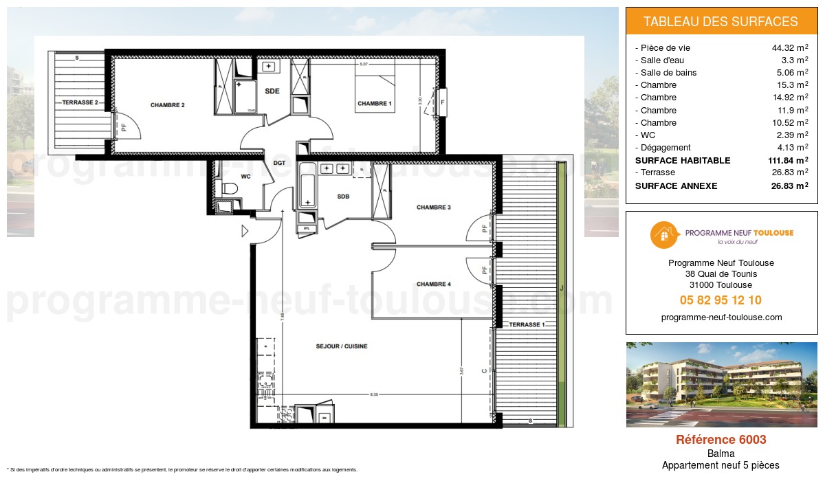 Plan pour un Appartement neuf de  111.84m² à
					Balma