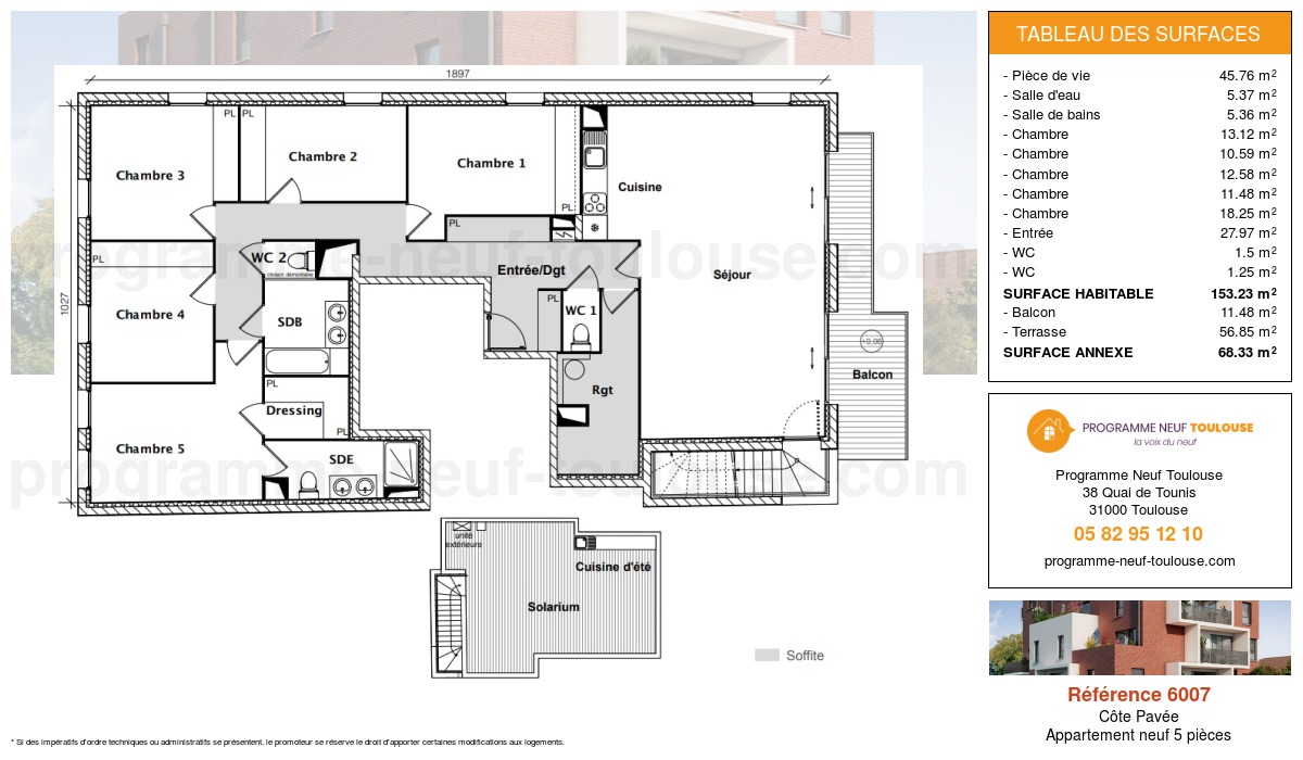 Plan pour un Appartement neuf de  153.23m² à
					Côte Pavée