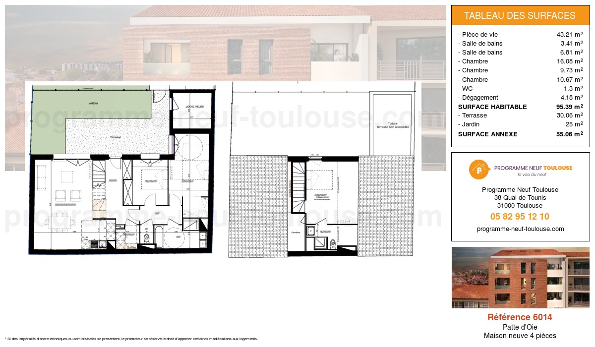 Plan pour un Maison neuve de  95.39m² à
					Patte d'Oie