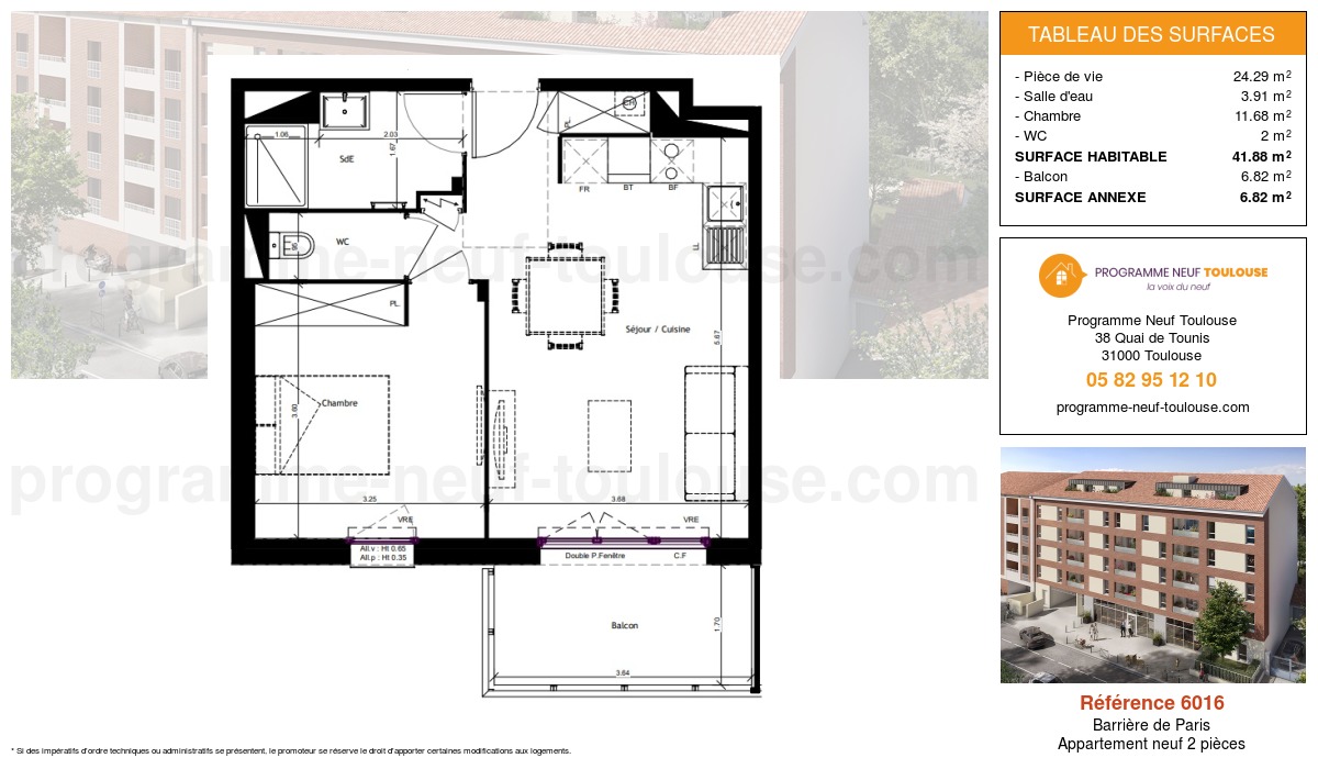 Plan pour un Appartement neuf de  41.88m² à
					Barrière de Paris