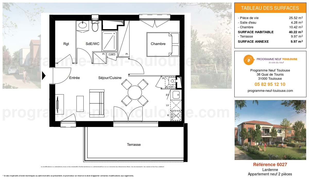 Plan pour un Appartement neuf de  40.22m² à
					Lardenne