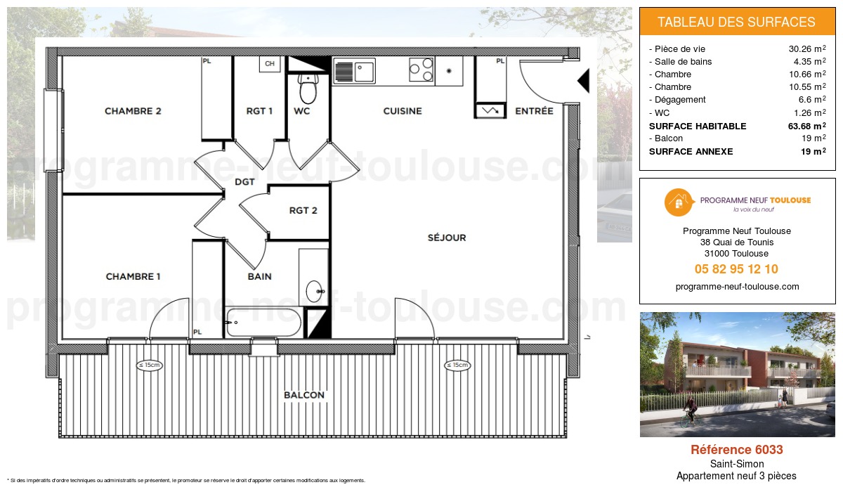 Plan pour un Appartement neuf de  63.68m² à
					Saint-Simon