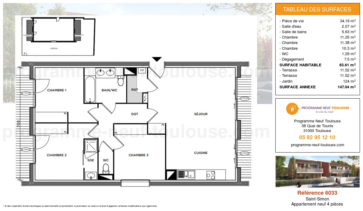 Plan pour un Appartement neuf de  83.61m² à
					Saint-Simon
