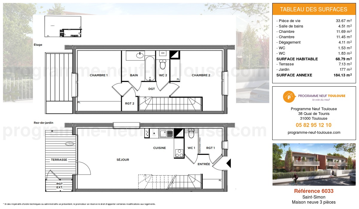 Plan pour un Maison neuve de  68.79m² à
					Saint-Simon