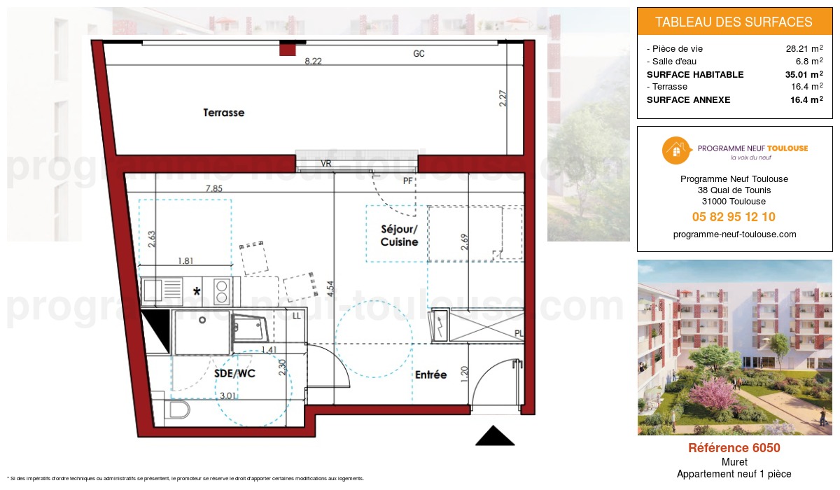 Plan pour un Appartement neuf de  35.01m² à
					Muret