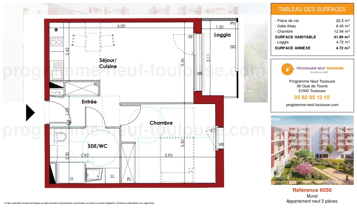 Plan pour un Appartement neuf de  41.91m² à
					Muret