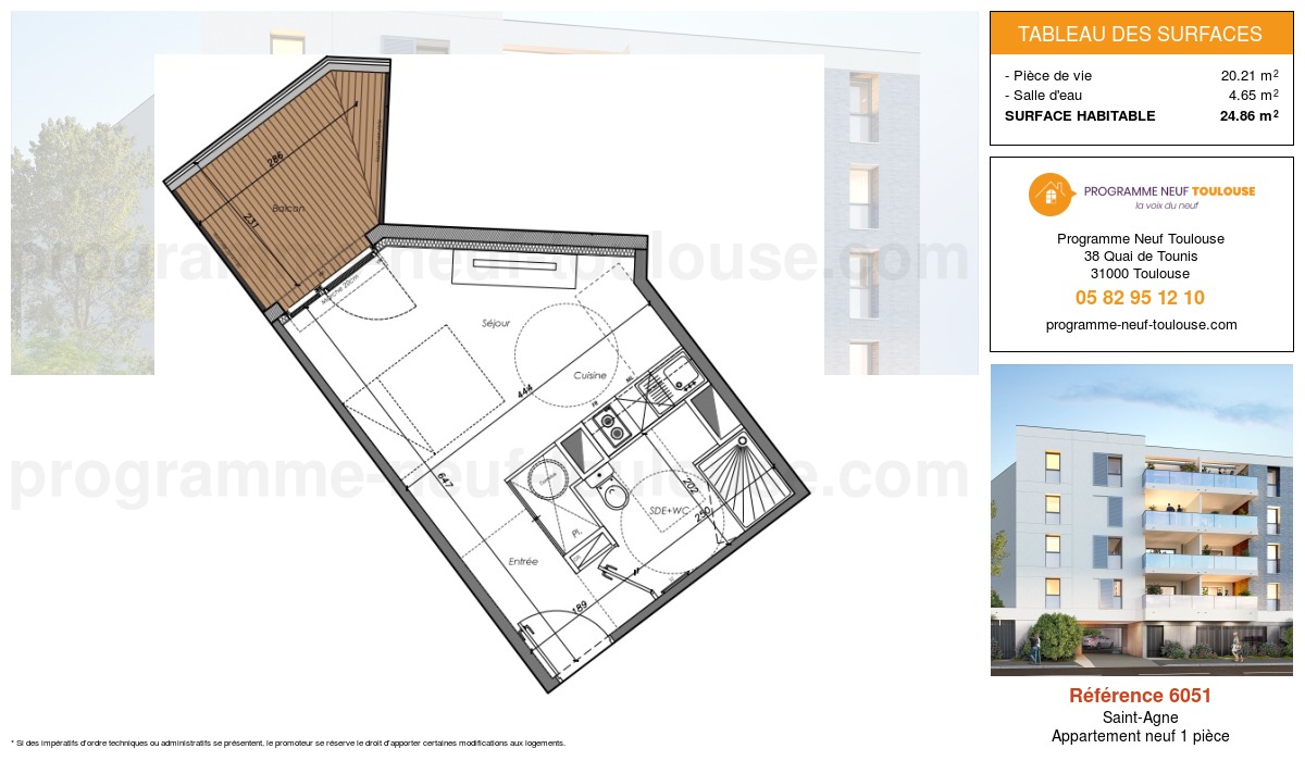 Plan pour un Appartement neuf de  24.86m² à
					Saint-Agne