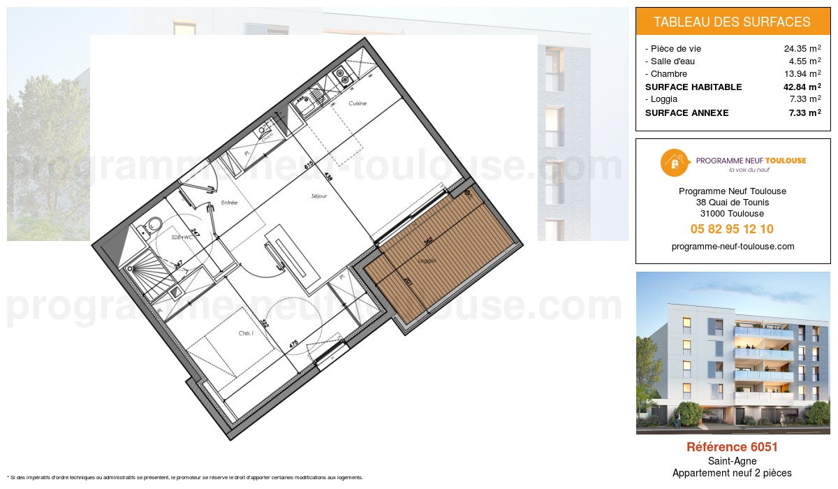 Plan pour un Appartement neuf de  42.84m² à
					Saint-Agne