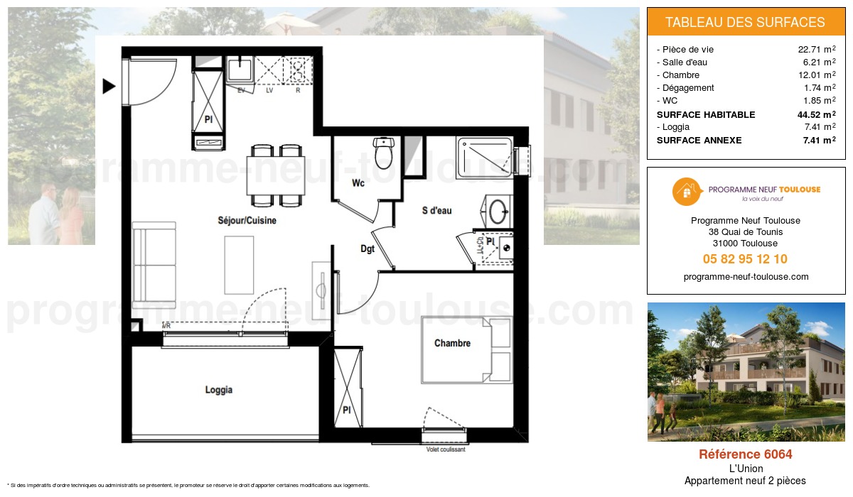 Plan pour un Appartement neuf de  44.52m² à
					L'Union