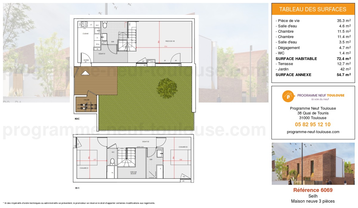 Plan pour un Maison neuve de  72.4m² à
					Seilh