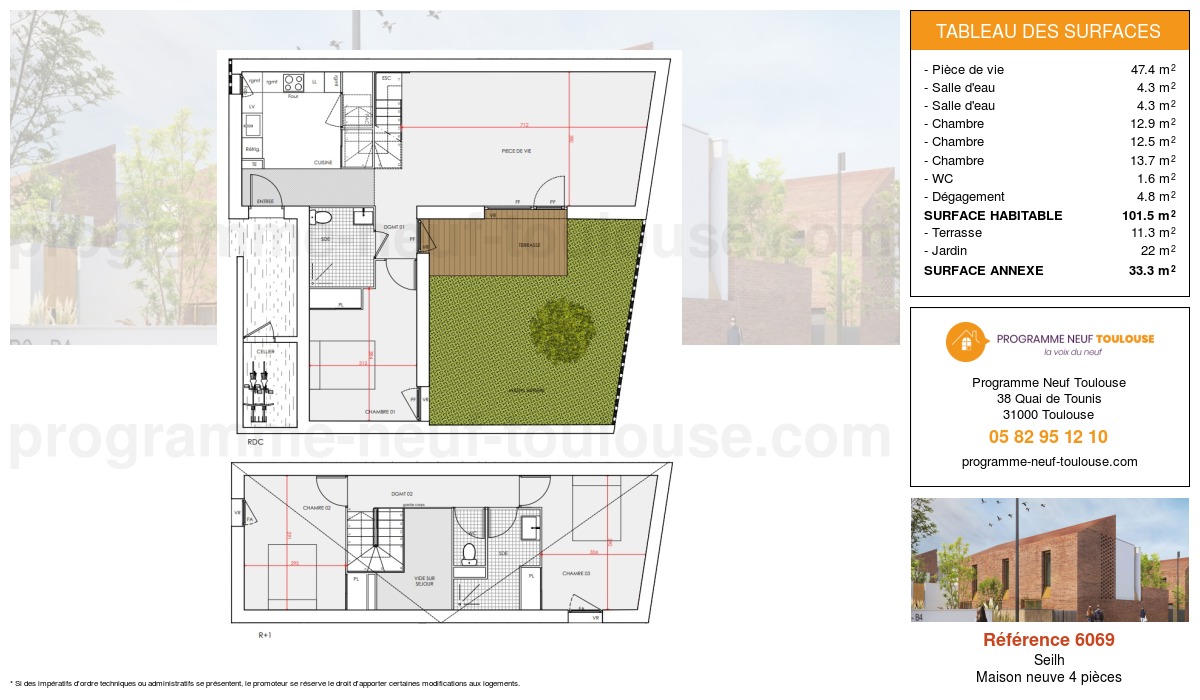 Plan pour un Maison neuve de  101.5m² à
					Seilh