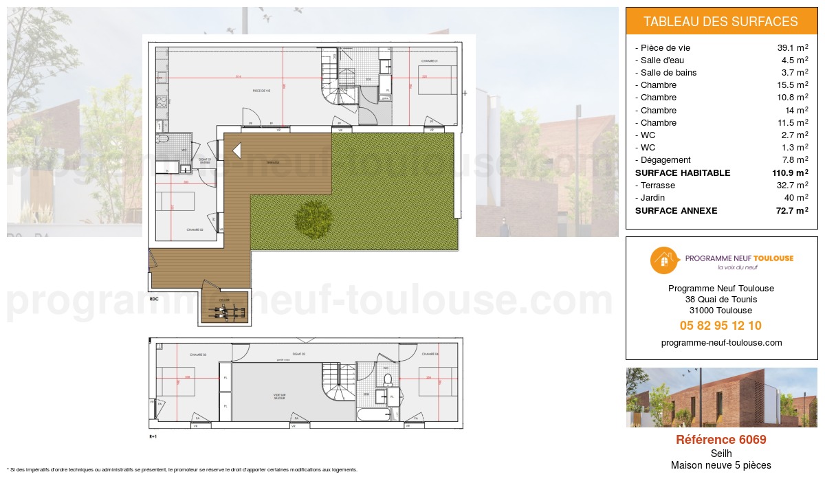Plan pour un Maison neuve de  110.9m² à
					Seilh