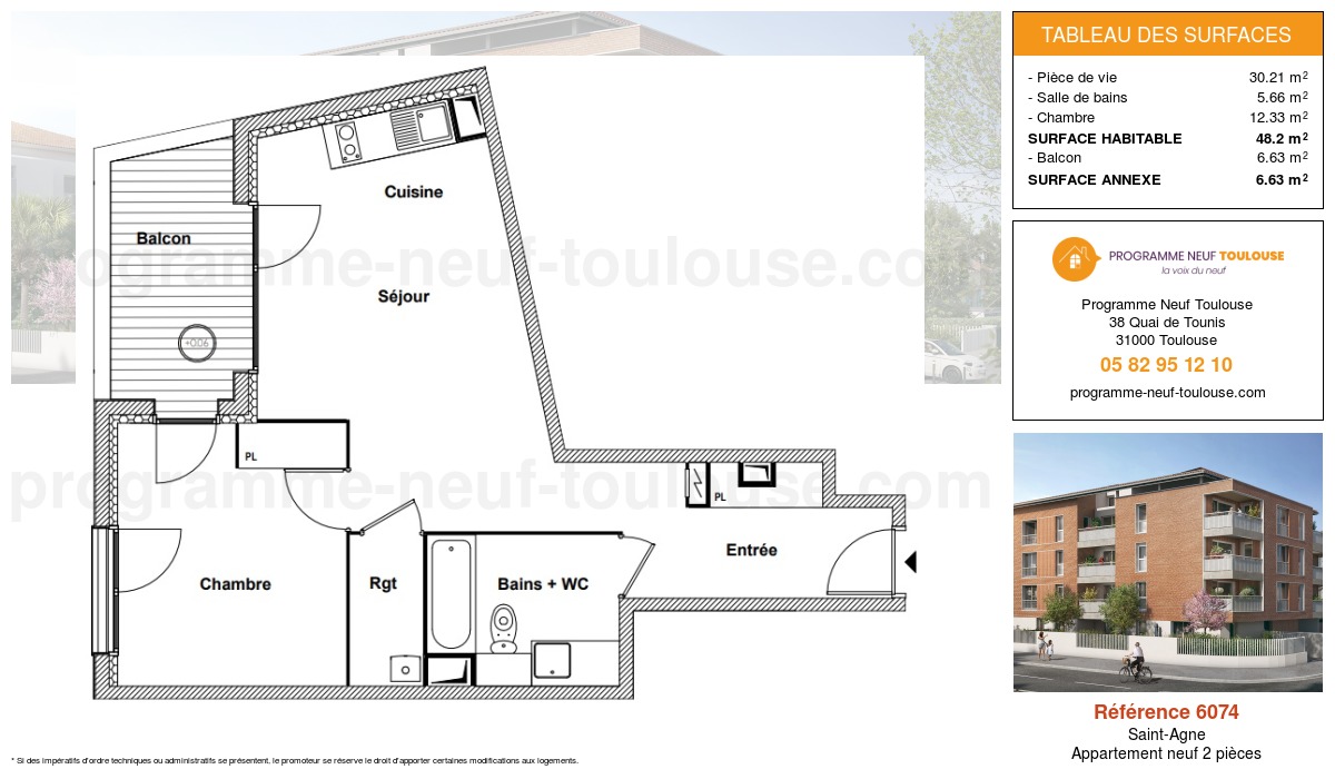 Plan pour un Appartement neuf de  48.2m² à
					Saint-Agne
