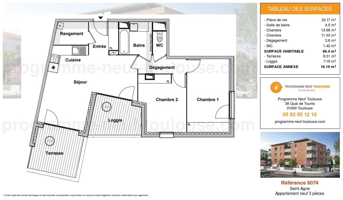 Plan pour un Appartement neuf de  66.4m² à
					Saint-Agne