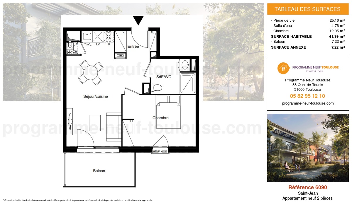 Plan pour un Appartement neuf de  41.99m² à
					Saint-Jean