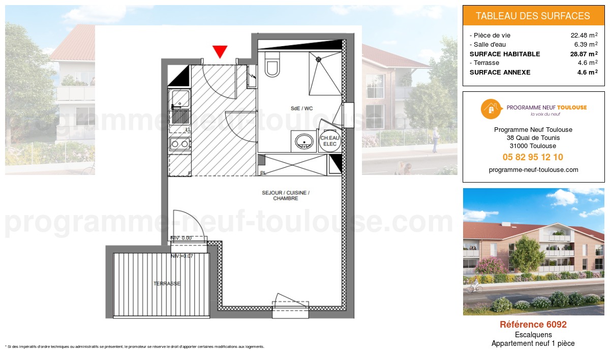 Plan pour un Appartement neuf de  28.87m² à
					Escalquens