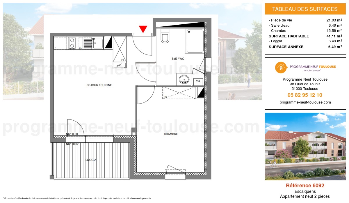 Plan pour un Appartement neuf de  41.11m² à
					Escalquens