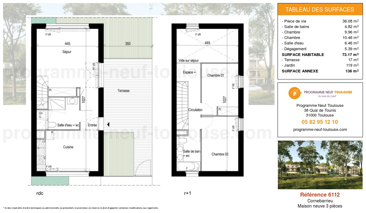 Plan pour un Maison neuve de  73.17m² à
					Cornebarrieu