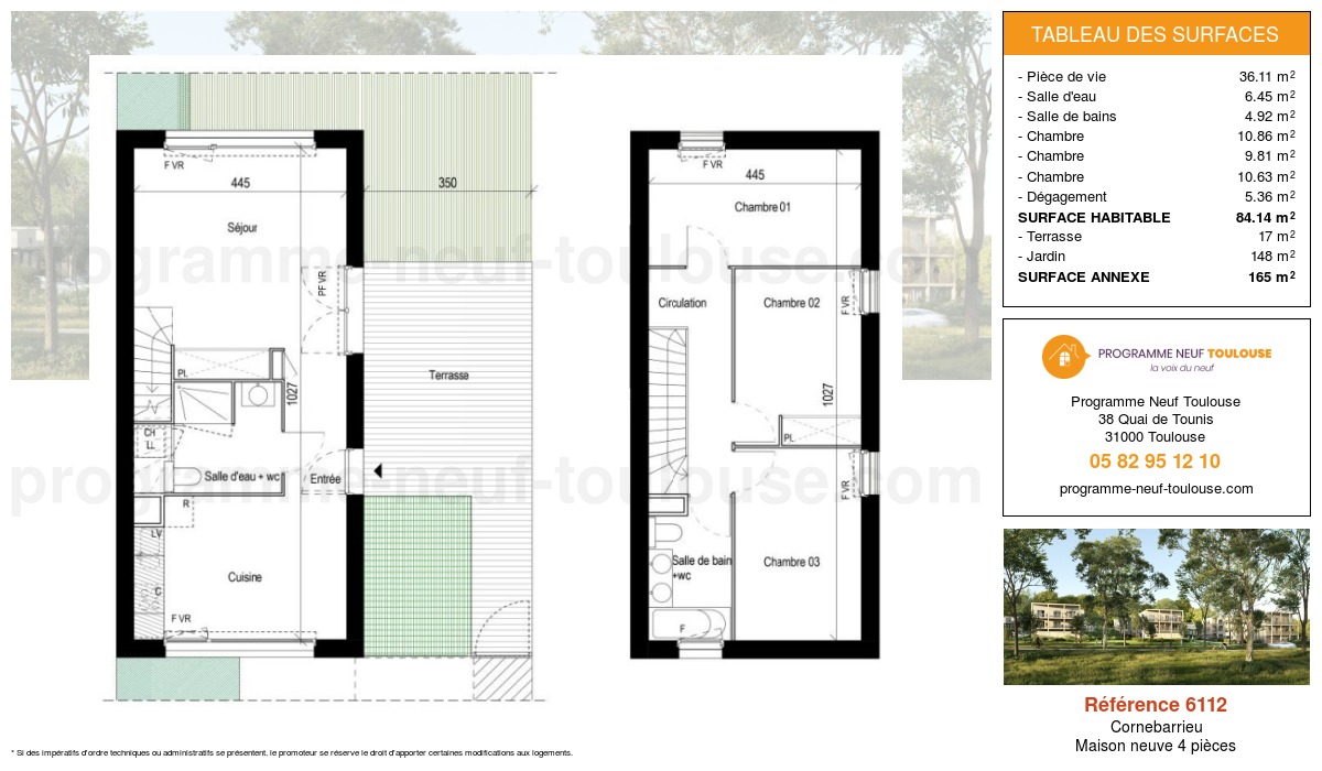 Plan pour un Maison neuve de  84.14m² à
					Cornebarrieu
