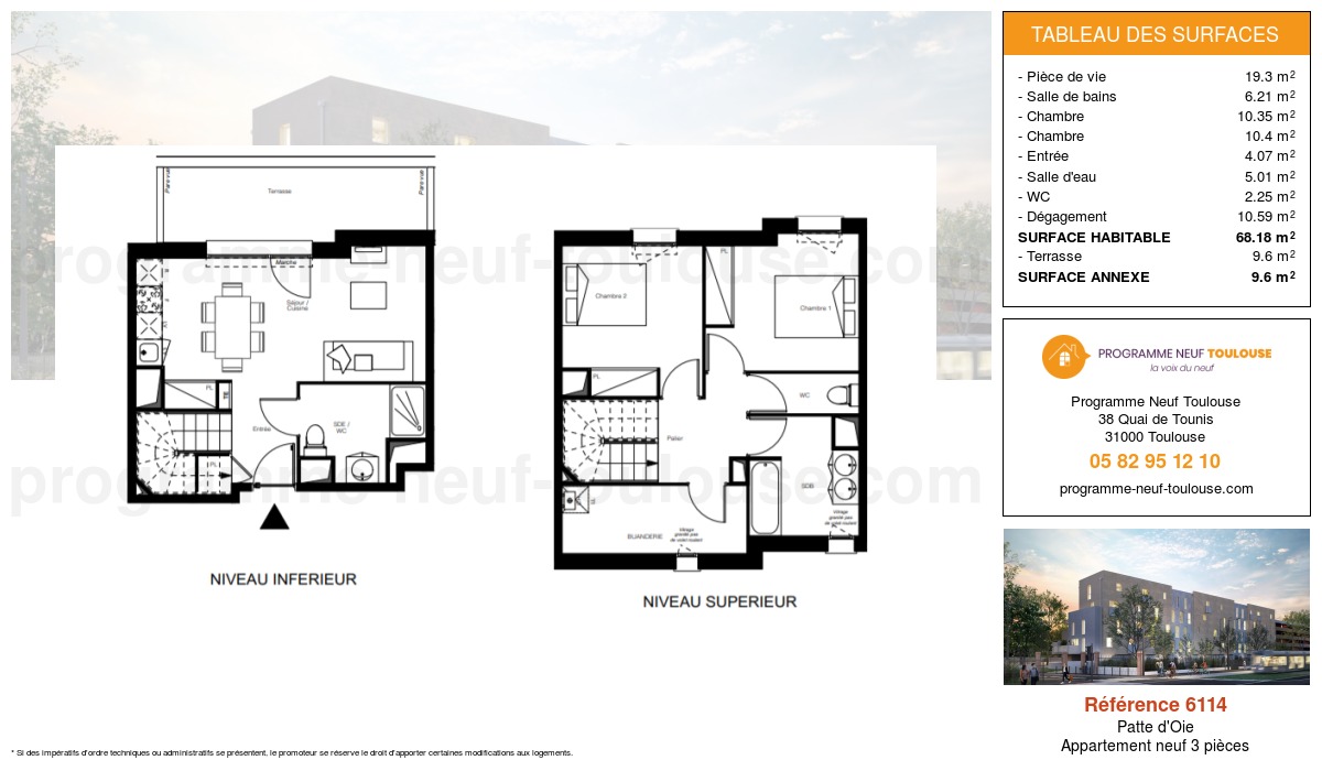 Plan pour un Appartement neuf de  68.18m² à
					Patte d'Oie