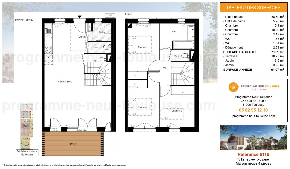 Plan pour un Maison neuve de  79.61m² à
					Villeneuve-Tolosane