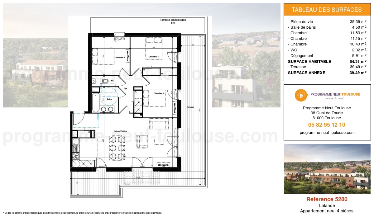 Plan pour un Appartement neuf de  84.31m² à
					Lalande