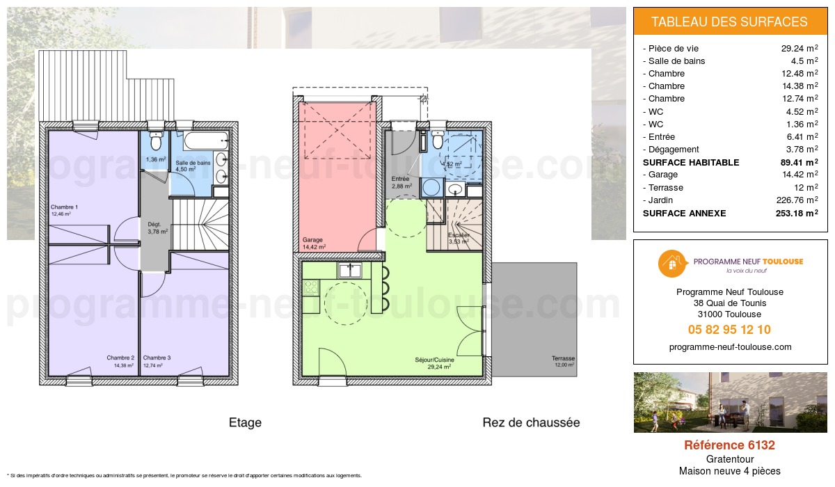 Plan pour un Maison neuve de  89.39m² à
					Gratentour
