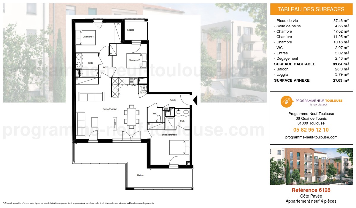 Plan pour un Appartement neuf de  89.84m² à
					Côte Pavée