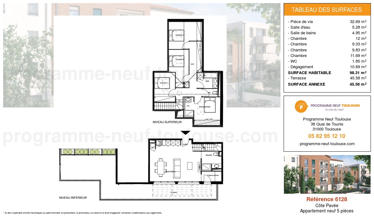 Plan pour un Appartement neuf de  101.4m² à
					Côte Pavée
