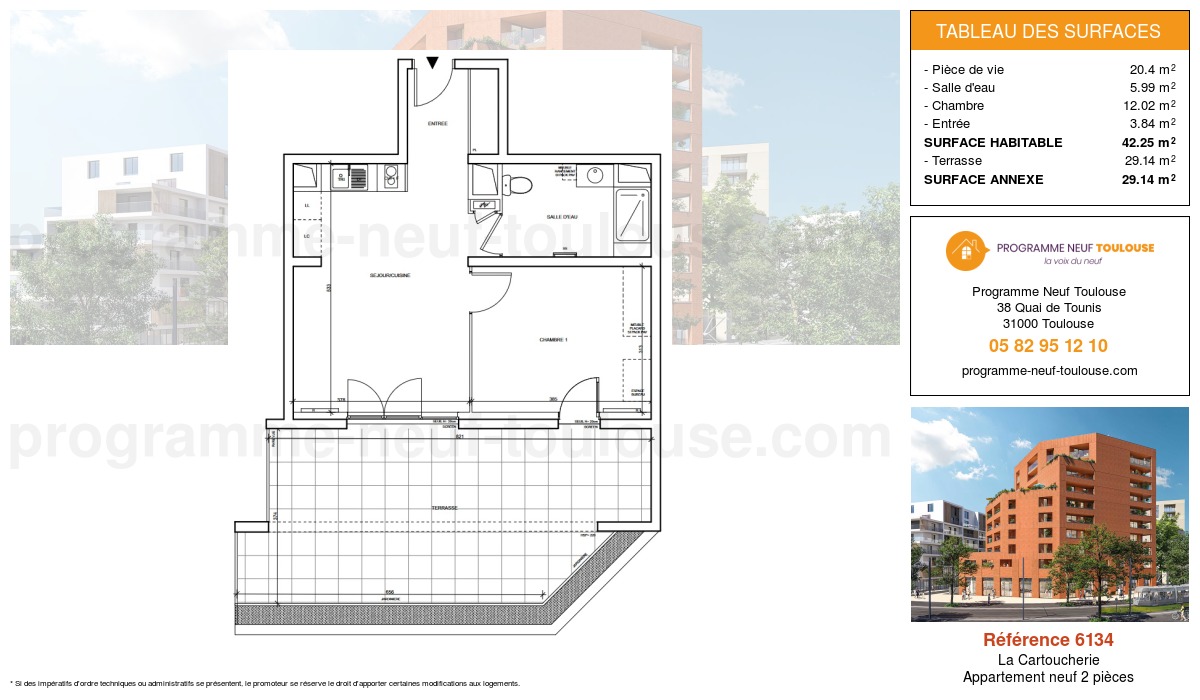 Plan pour un Appartement neuf de  42.25m² à
					La Cartoucherie