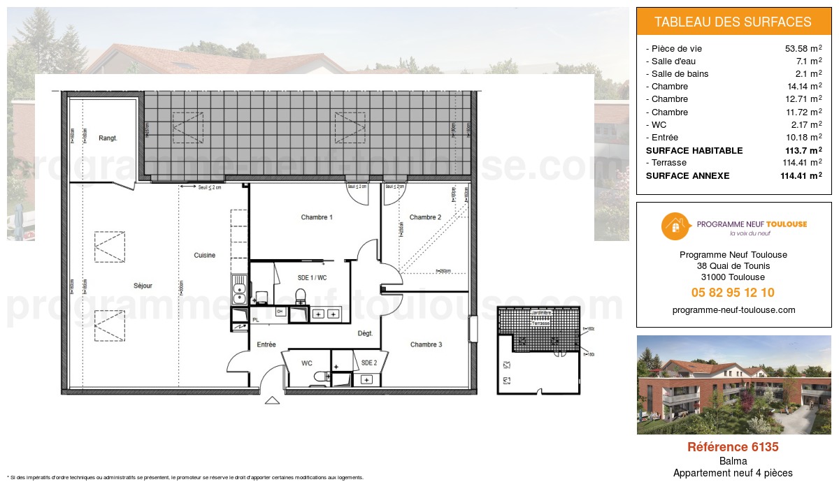 Plan pour un Appartement neuf de  113.7m² à
					Balma