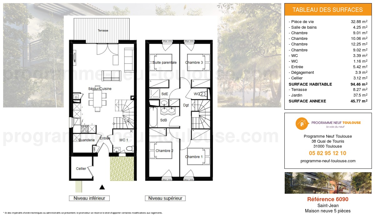 Plan pour un Maison neuve de  91.34m² à
					Saint-Jean