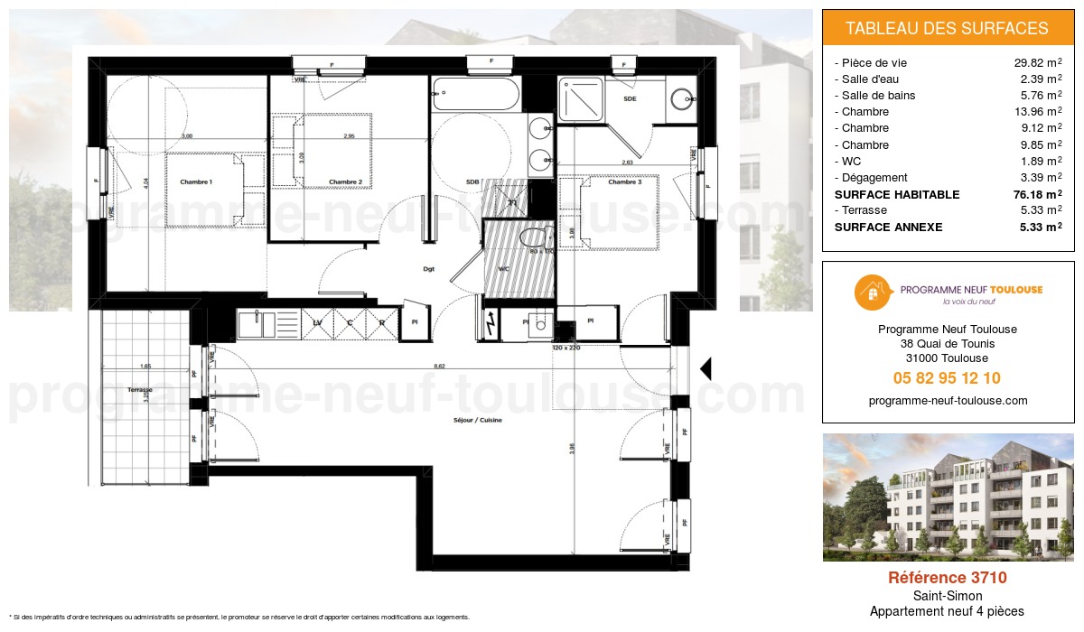 Plan pour un Appartement neuf de  76.18m² à
					Saint-Simon