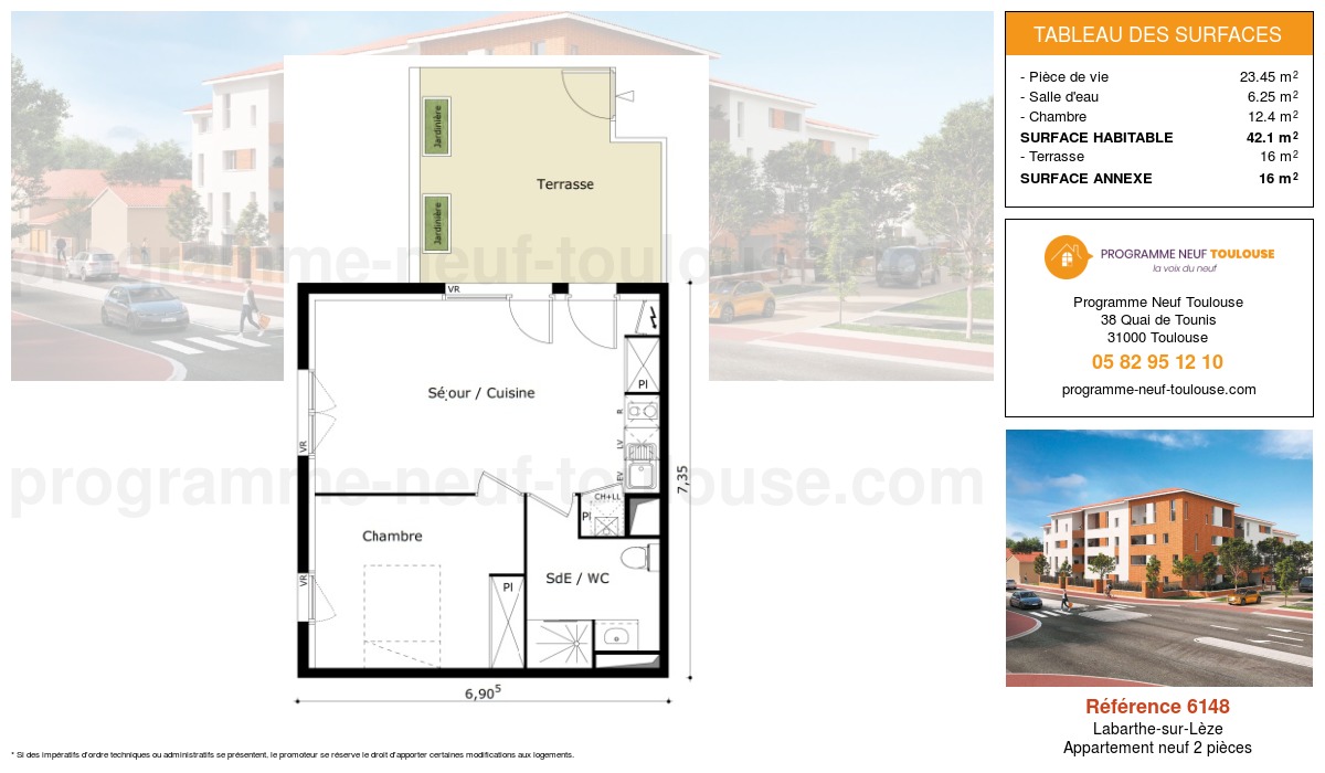 Plan pour un Appartement neuf de  42.1m² à
					Labarthe-sur-Lèze