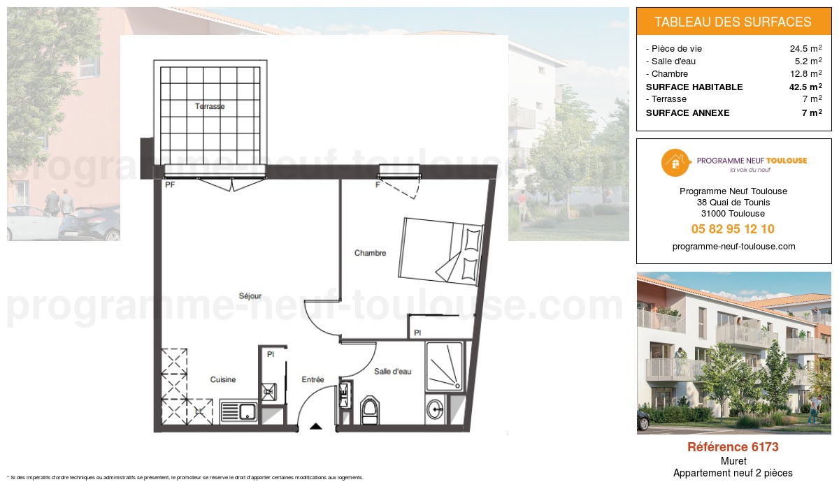 Plan pour un Appartement neuf de  42.5m² à
					Muret