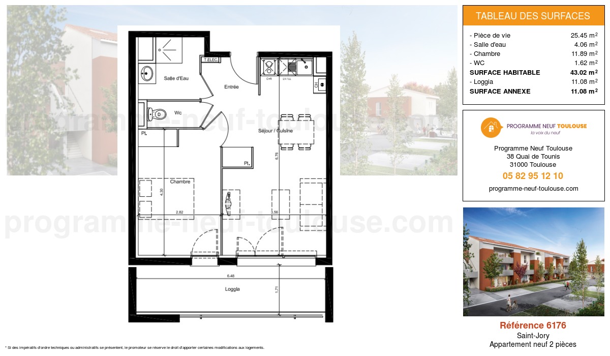 Plan pour un Appartement neuf de  43.02m² à
					Saint-Jory