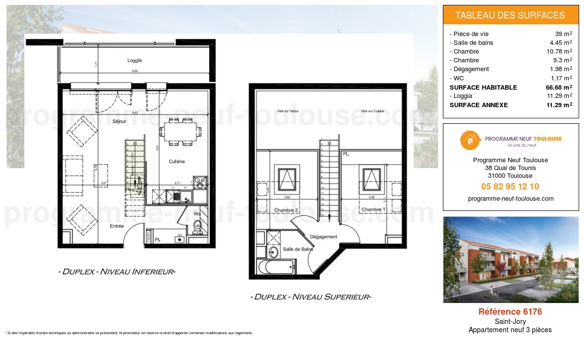 Plan pour un Appartement neuf de  66.68m² à
					Saint-Jory